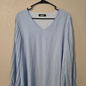Women's Light Blue V-Neck Top